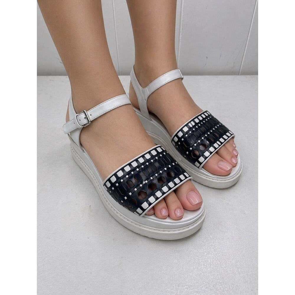Stephane Kelian Platform Sandals in White/Black Size 39 or US Size 8-8.5